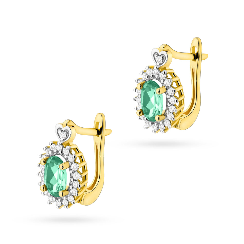 Gold Earrings with 0.40ct Emeralds and 0.19ct Diamonds