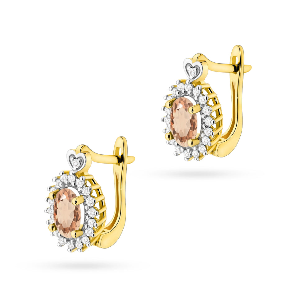 Gold Earrings with 0.40ct Morganites and 0.19ct Diamonds