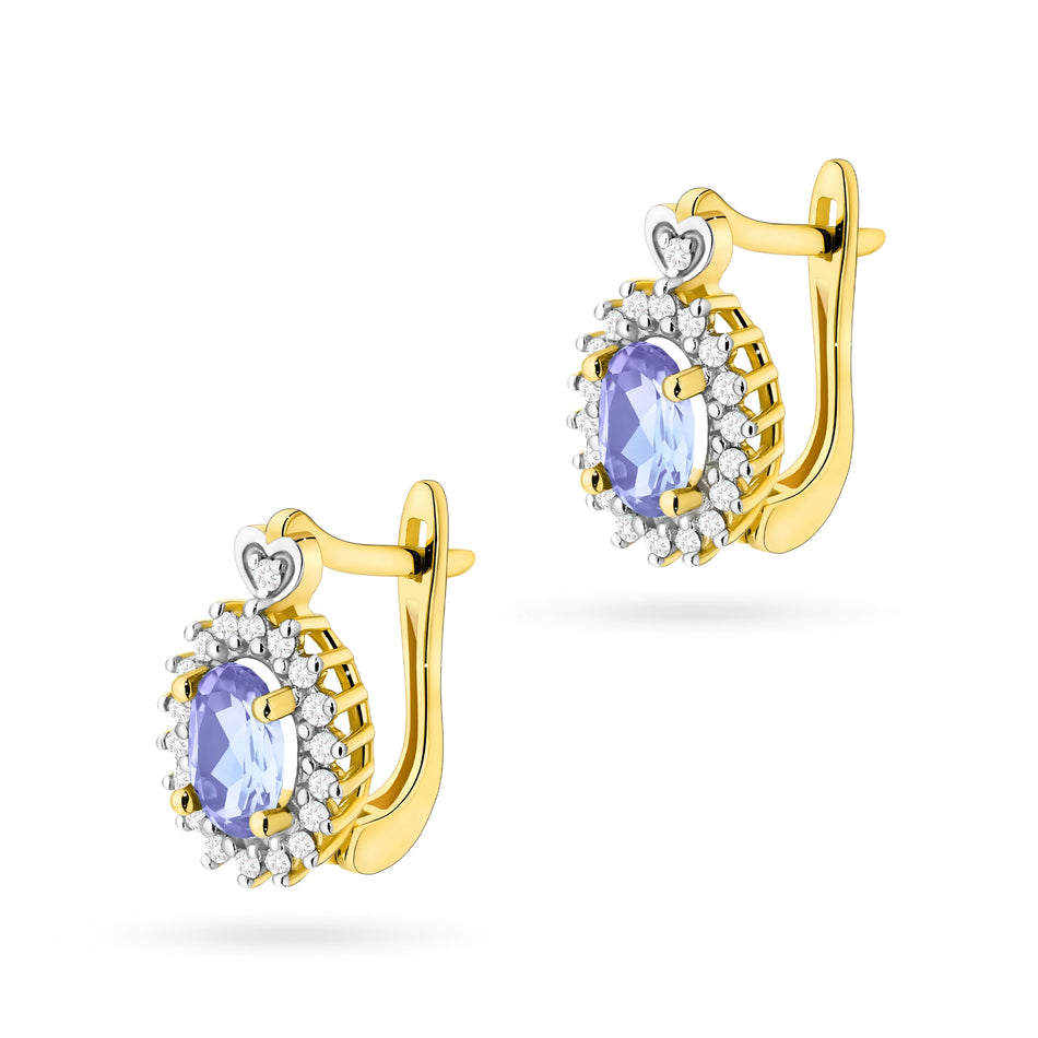 Gold Earrings with 0.40ct Tansanites and 0.19ct Diamonds