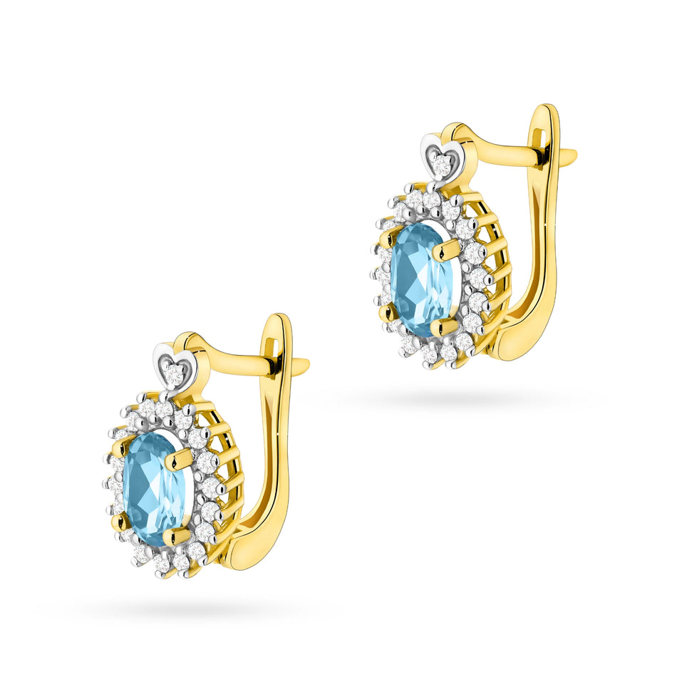 Gold Earrings with 0.50ct Topazes and 0.19ct Diamonds