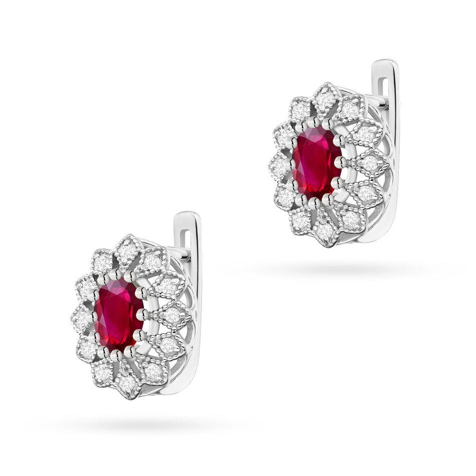 Gold Earrings with 0.60ct Rubies and 0.206ct Diamonds