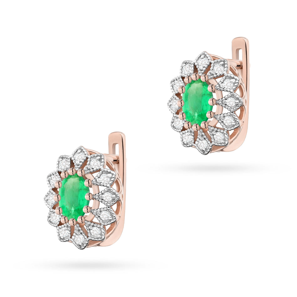 Gold Earrings with 0.40ct Emeralds and 0.20ct Diamonds