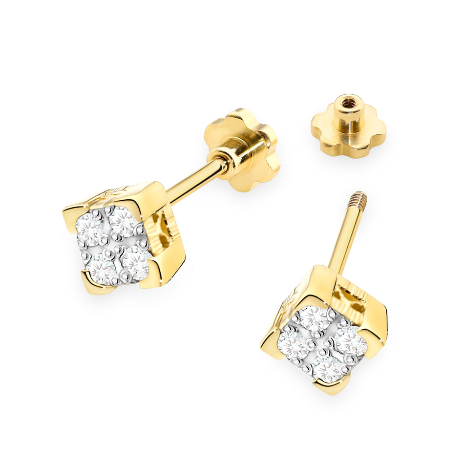 Gold Earrings with 0.16ct Diamonds