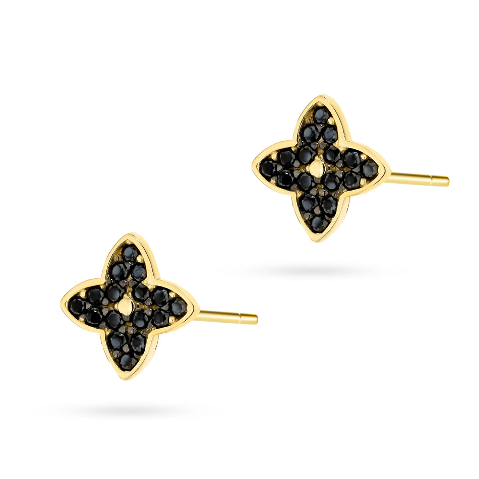 Gold Stud Earrings with Zirconia