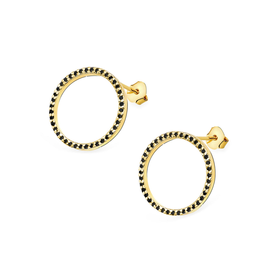 Gold Earrings with 0.40ct Black diamonds