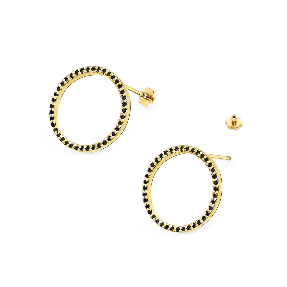 Gold Earrings with 0.40ct Black diamonds