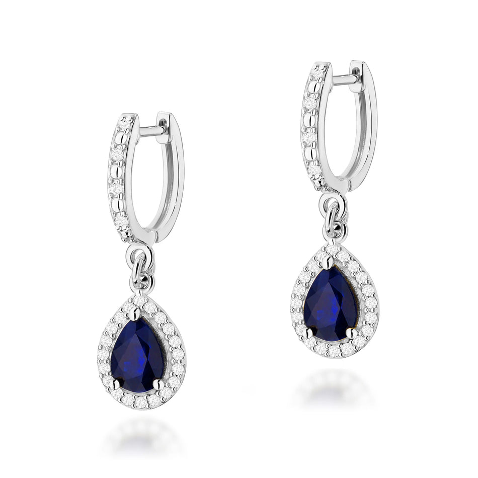 Gold Earrings with 0.60ct Sapphires and 0.26ct Diamonds