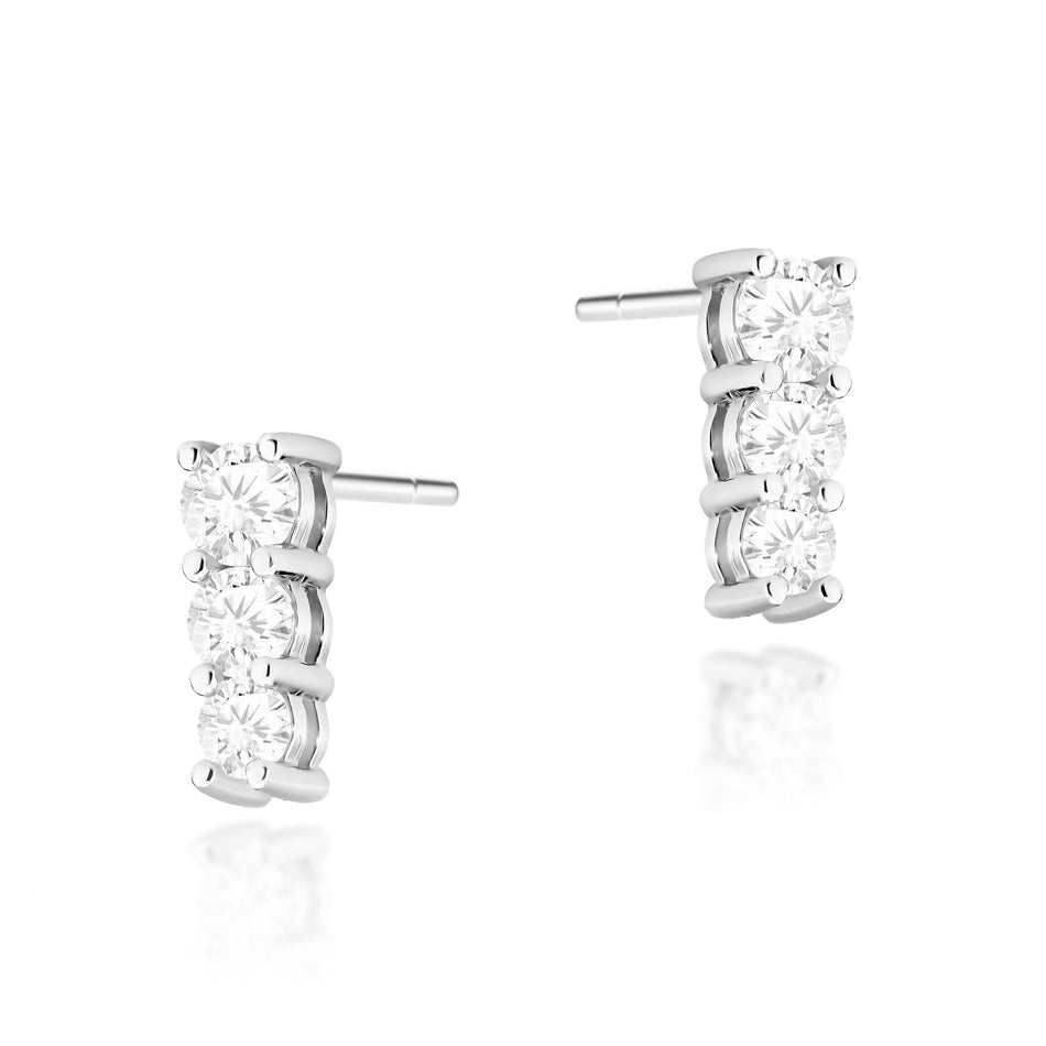 Gold Earrings with 0.82ct and 0.13ct Diamonds