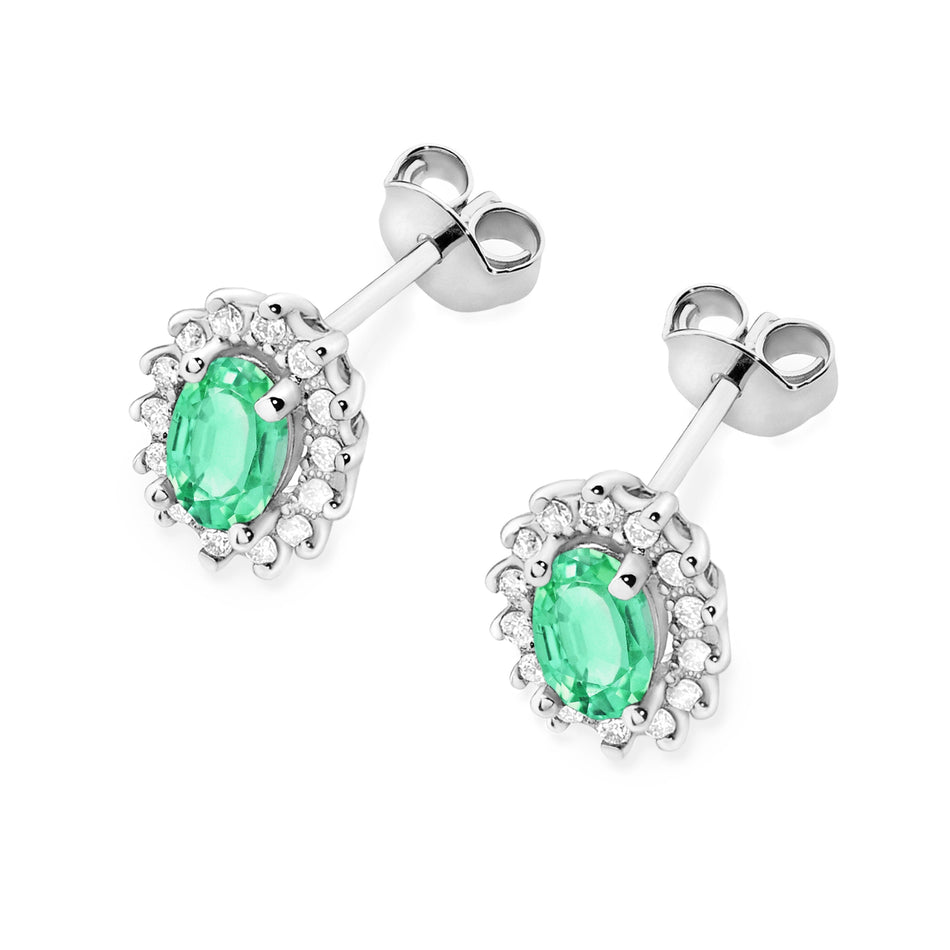 Gold Earrings with 0.40ct Emeralds and 0.24ct Diamonds