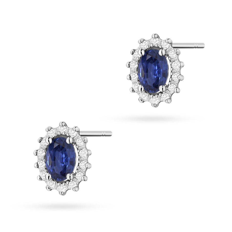 Gold Earrings with 0.70ct Sapphires and 0.24ct Diamonds