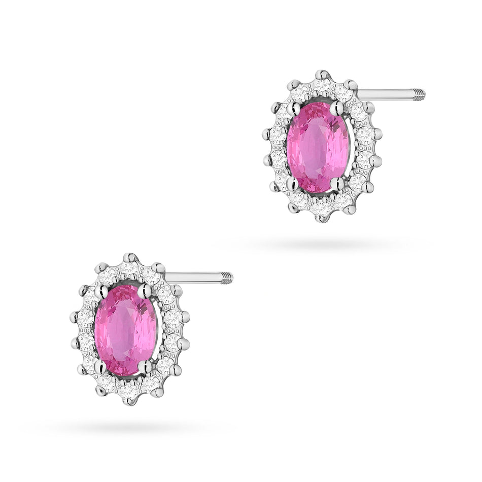 Gold Earrings with 0.50ct Pink Sapphires and 0.24ct Diamonds