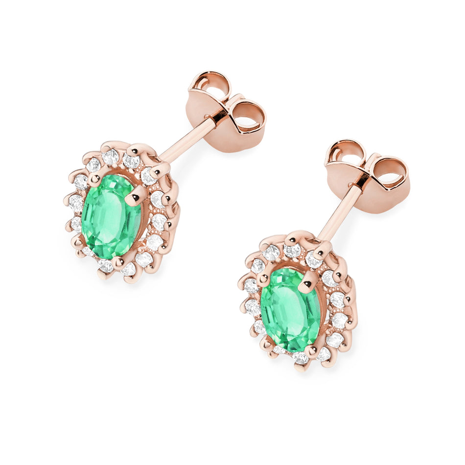Gold Earrings with 0.40ct Emeralds and 0.24ct Diamonds