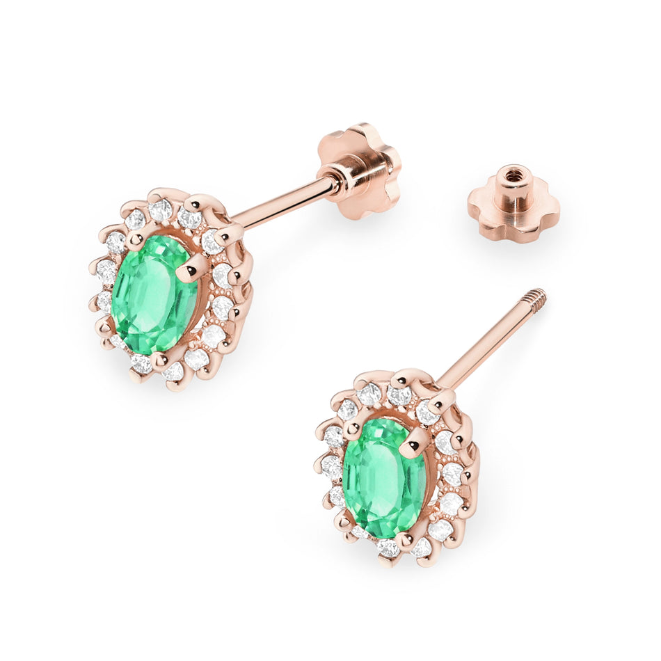 Gold Earrings with 0.40ct Emeralds and 0.24ct Diamonds