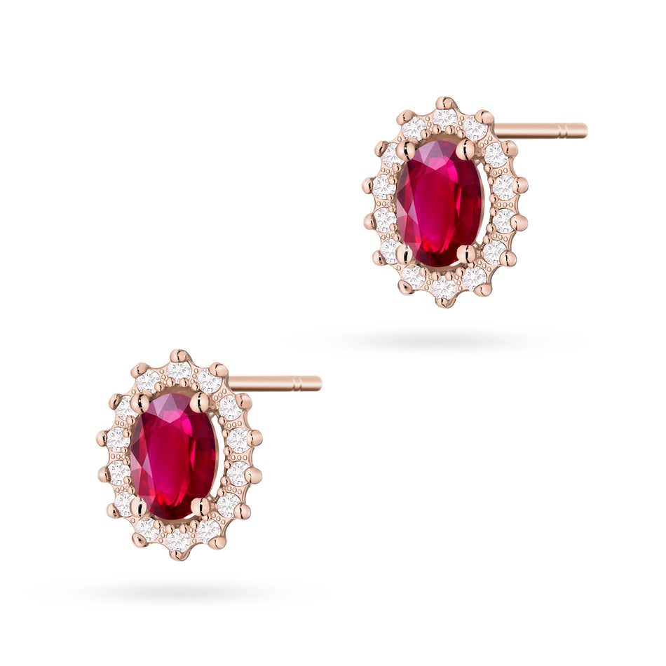 Gold Earrings with 0.60ct Rubies and 0.24ct Diamonds