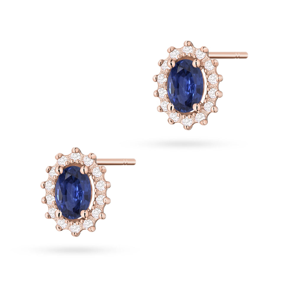 Gold Earrings with 0.70ct Sapphires and 0.24ct Diamonds