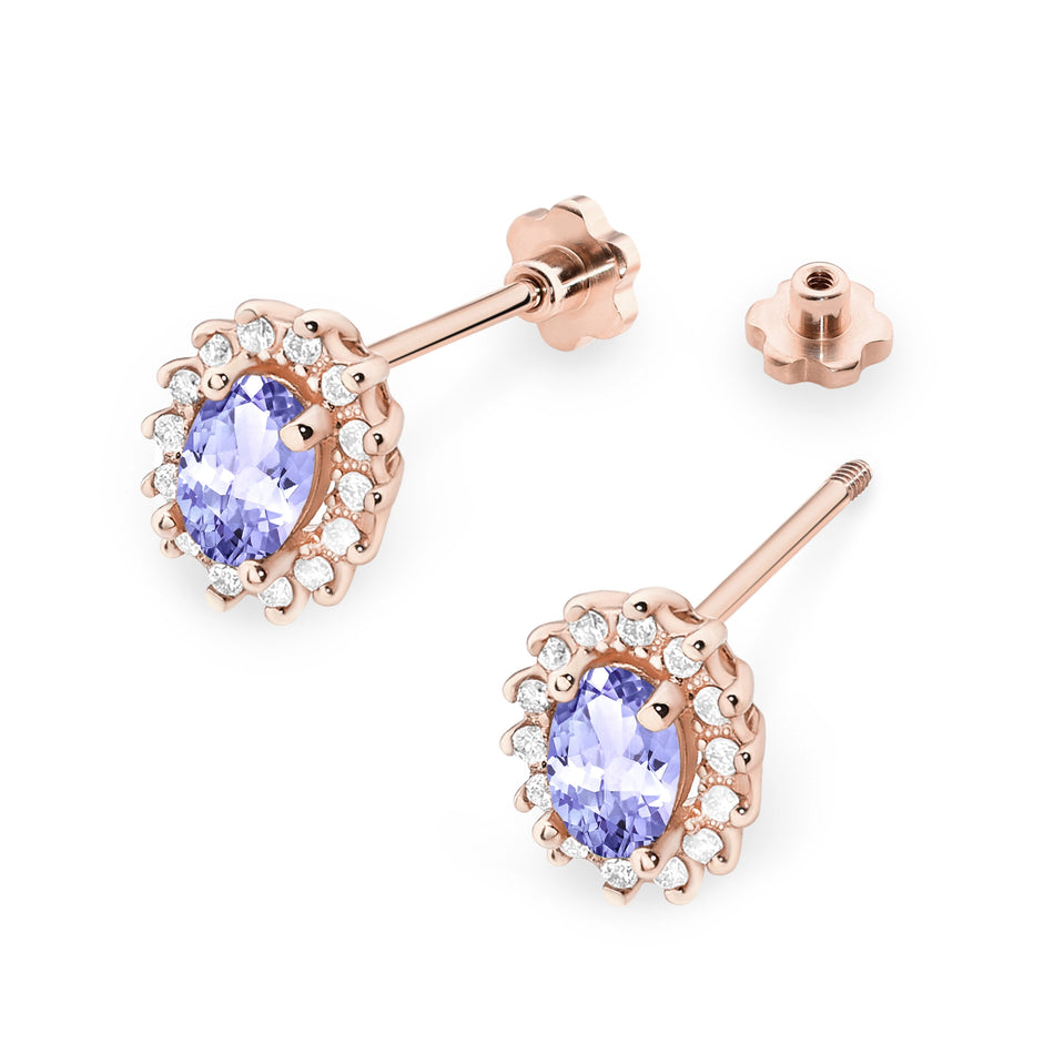 Gold Earrings with 0.40ct Tansanites and 0.24ct Diamonds