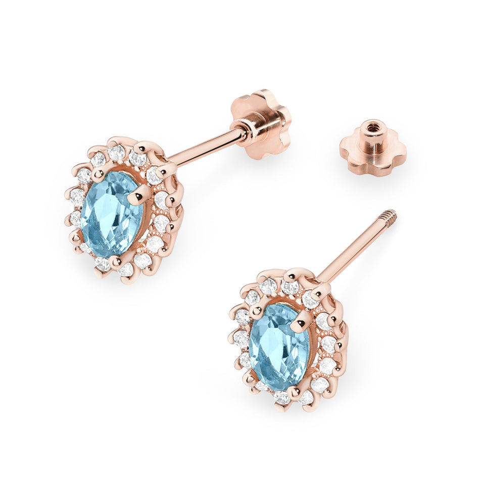 Gold Earrings with 0.50ct Topazes and 0.24ct Diamonds