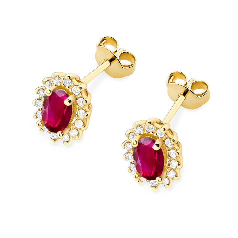 Gold Earrings with 0.60ct Rubies and 0.24ct Diamonds