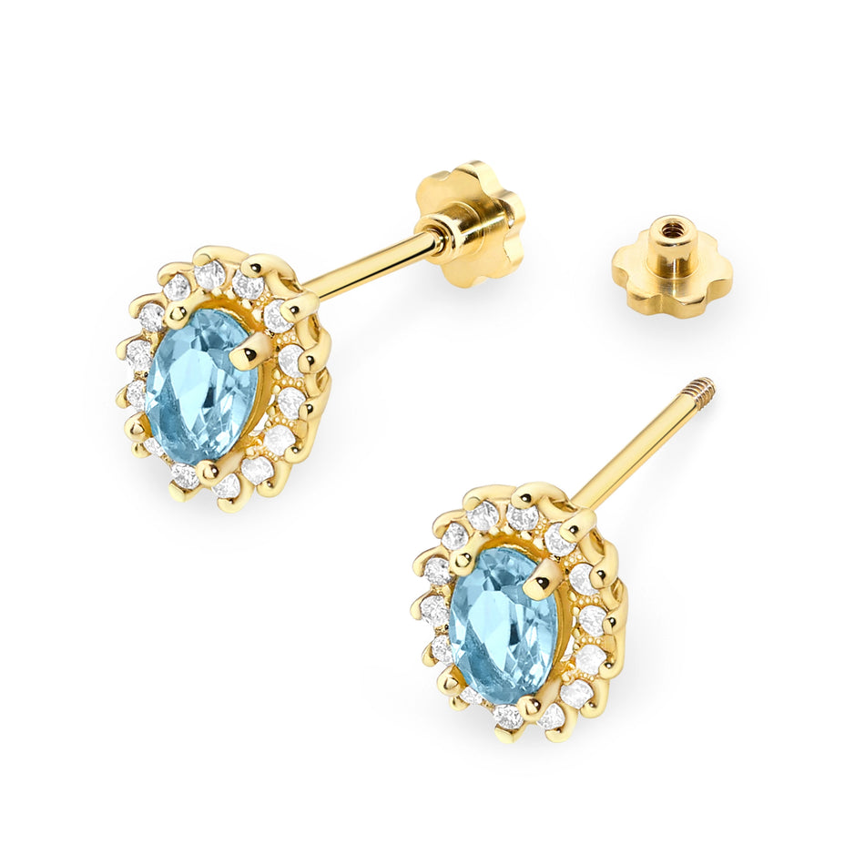 Gold Earrings with 0.50ct Topazes and 0.24ct Diamonds