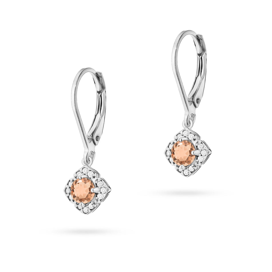 Gold Earrings with 0.25ct Morganites and 0.12ct Diamonds