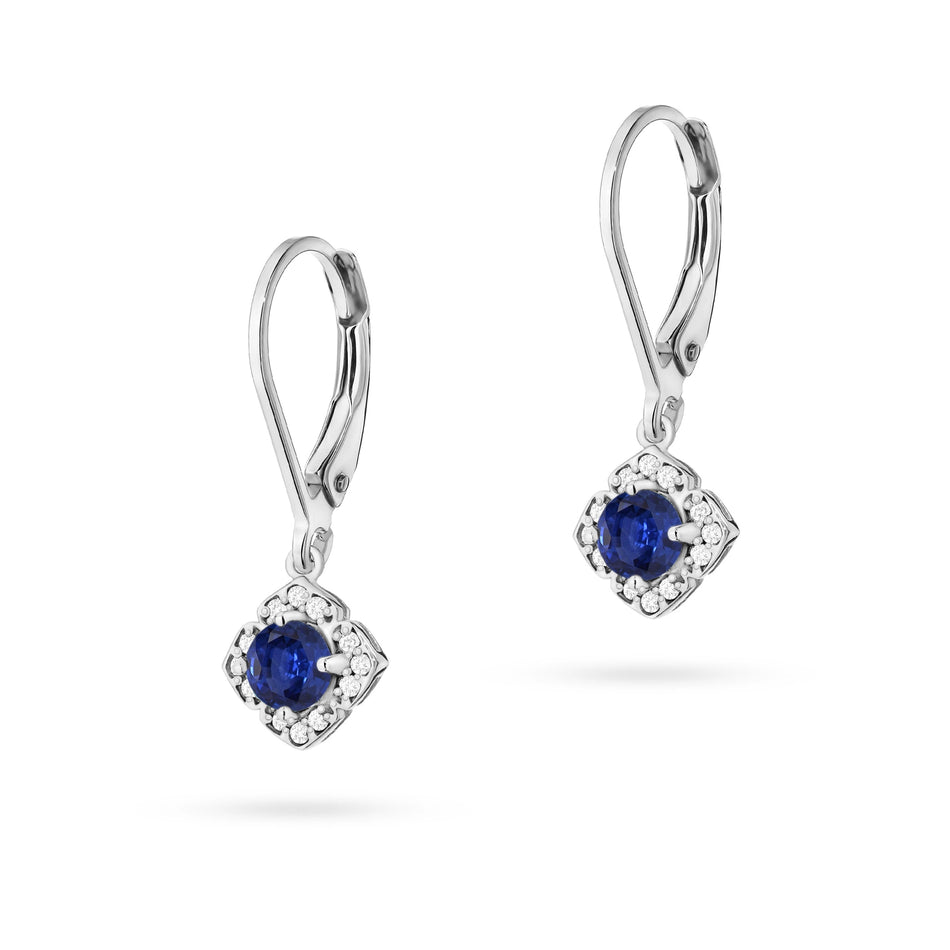 Gold Earrings with 0.30ct Sapphires and 0.12ct Diamonds