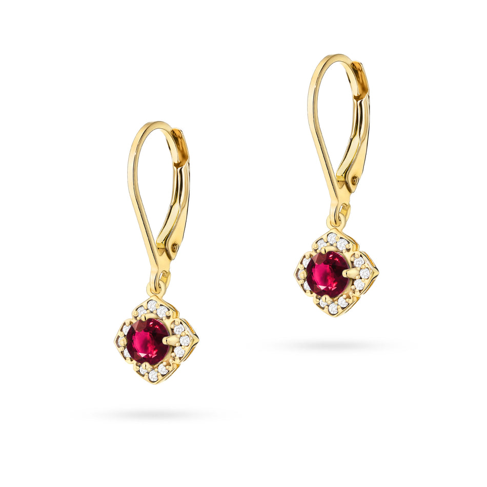 Gold Earrings with 0.30ct Rubies and 0.12ct Diamonds