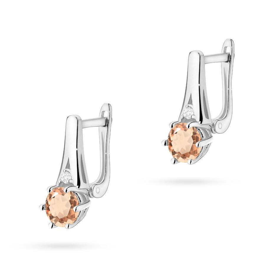 Gold Earrings with 0.40ct Morganites and 0.029ct Diamonds