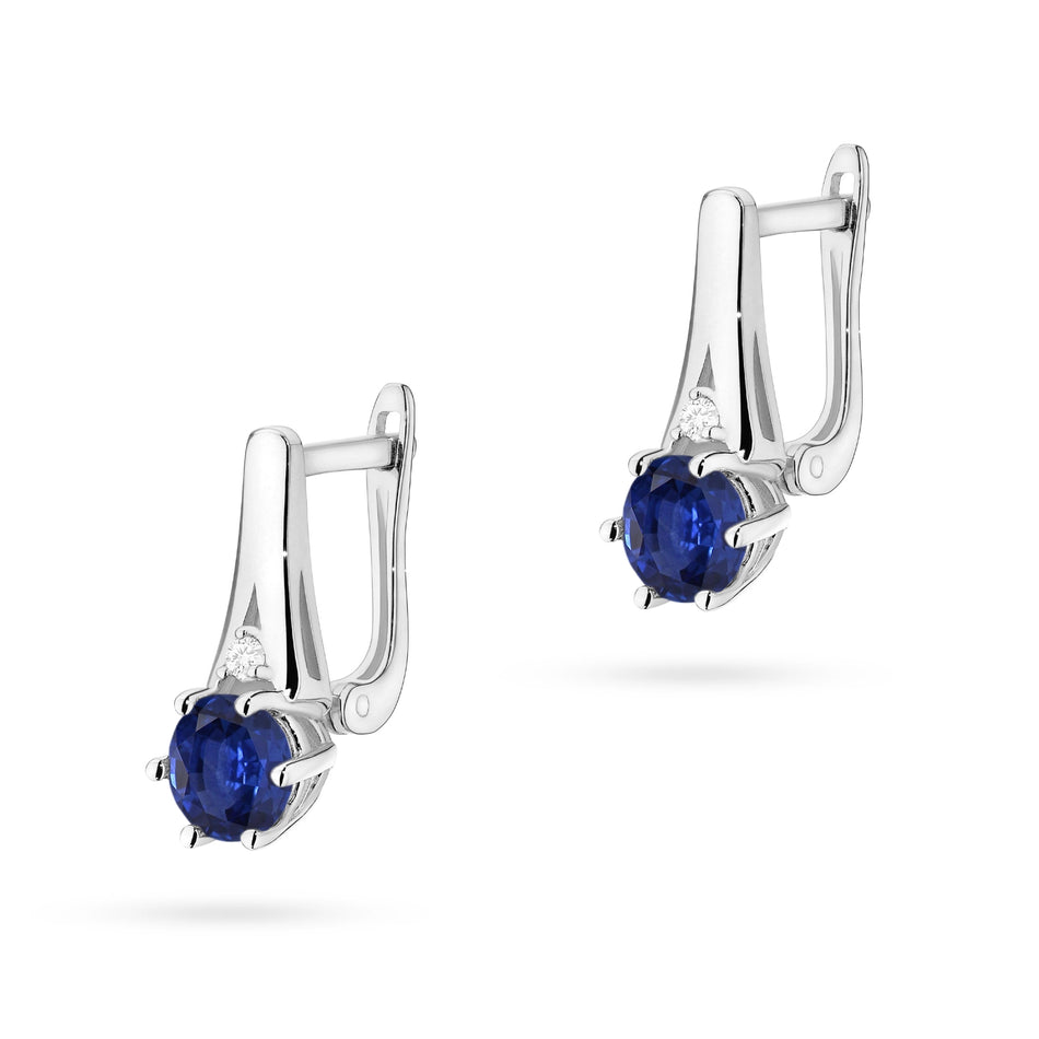 Gold Earrings with 0.50ct Sapphires and 0.029ct Diamonds
