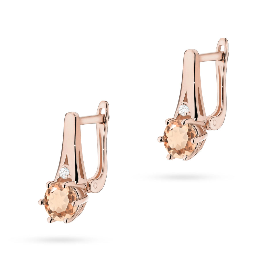 Gold Earrings with 0.40ct Morganites and 0.029ct Diamonds