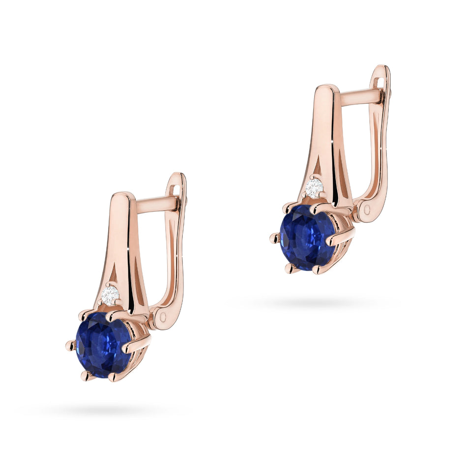 Gold Earrings with 0.50ct Sapphires and 0.029ct Diamonds