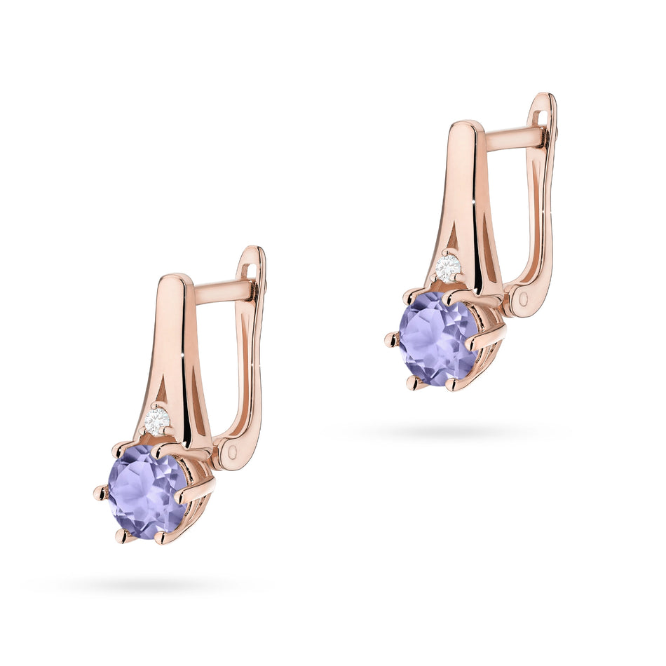 Gold Earrings with 0.50ct Tansanites and 0.029ct Diamonds