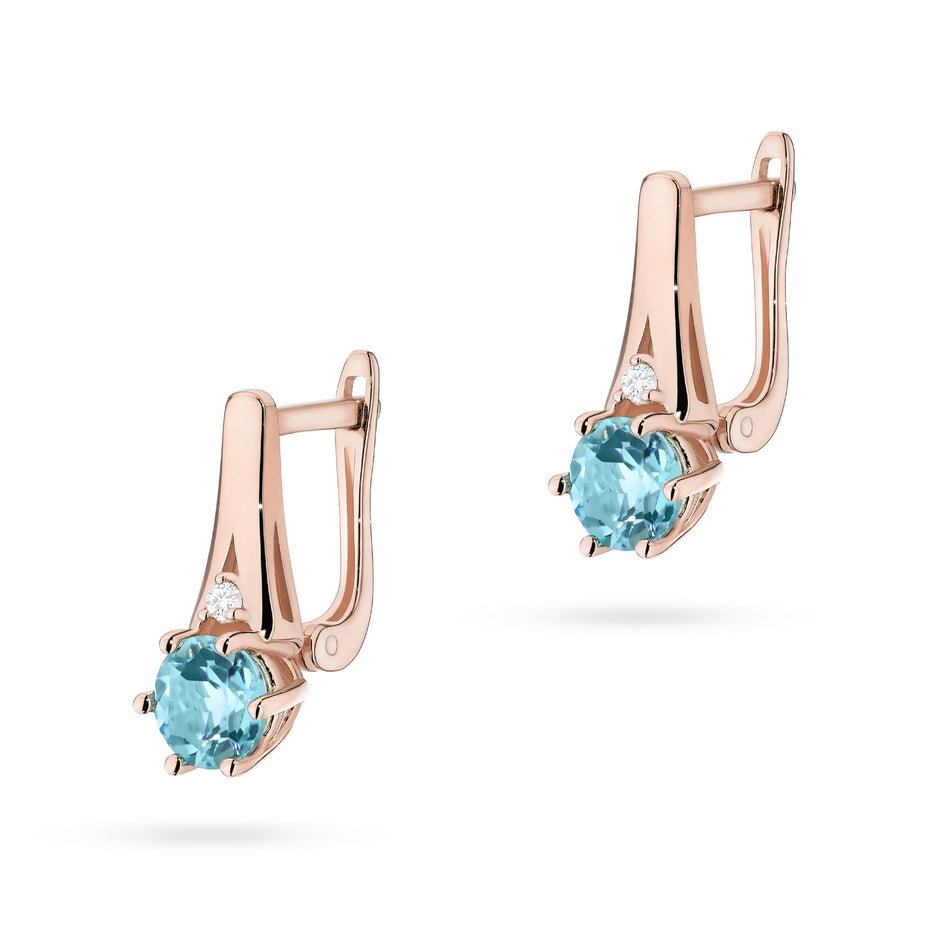 Gold Earrings with 0.50ct Topazes and 0.029ct Diamonds