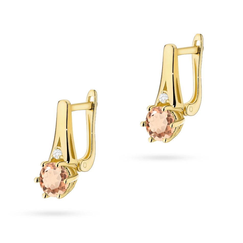 Gold Earrings with 0.40ct Morganites and 0.029ct Diamonds