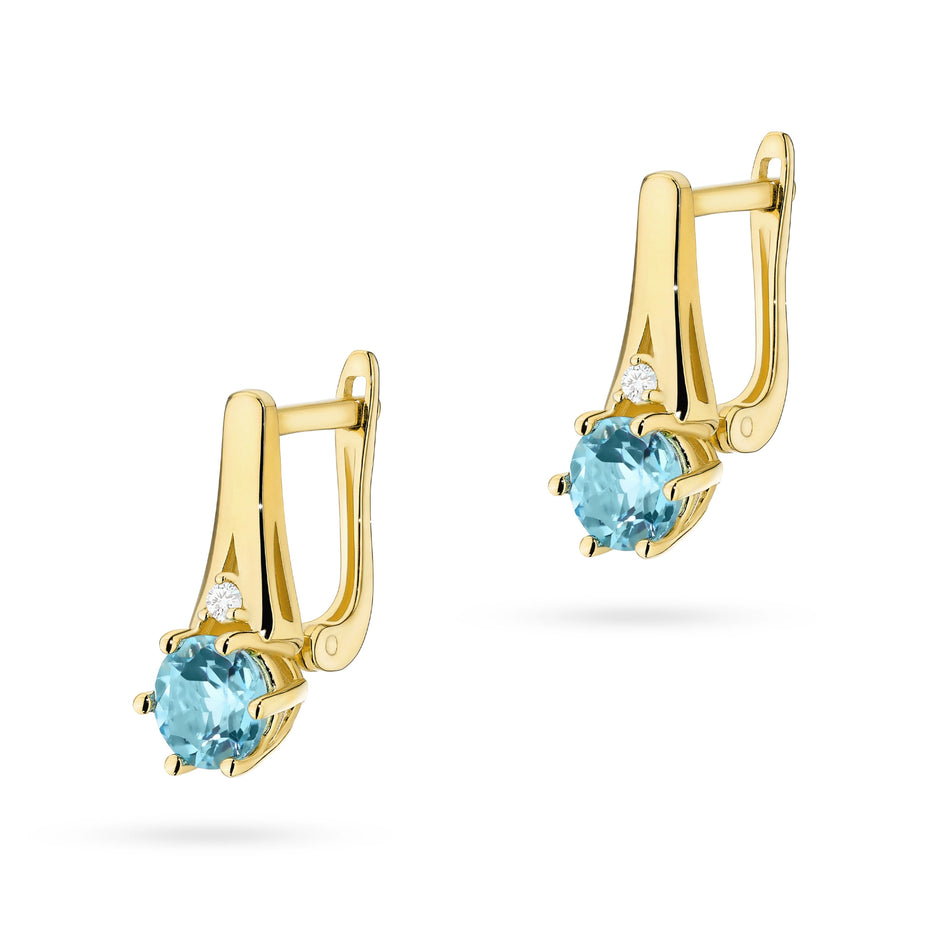 Gold Earrings with 0.50ct Topazes and 0.029ct Diamonds