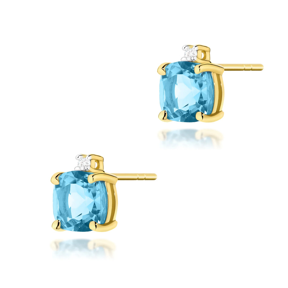 Gold Earrings with 1.10ct Topazes and 0.029ct Diamonds