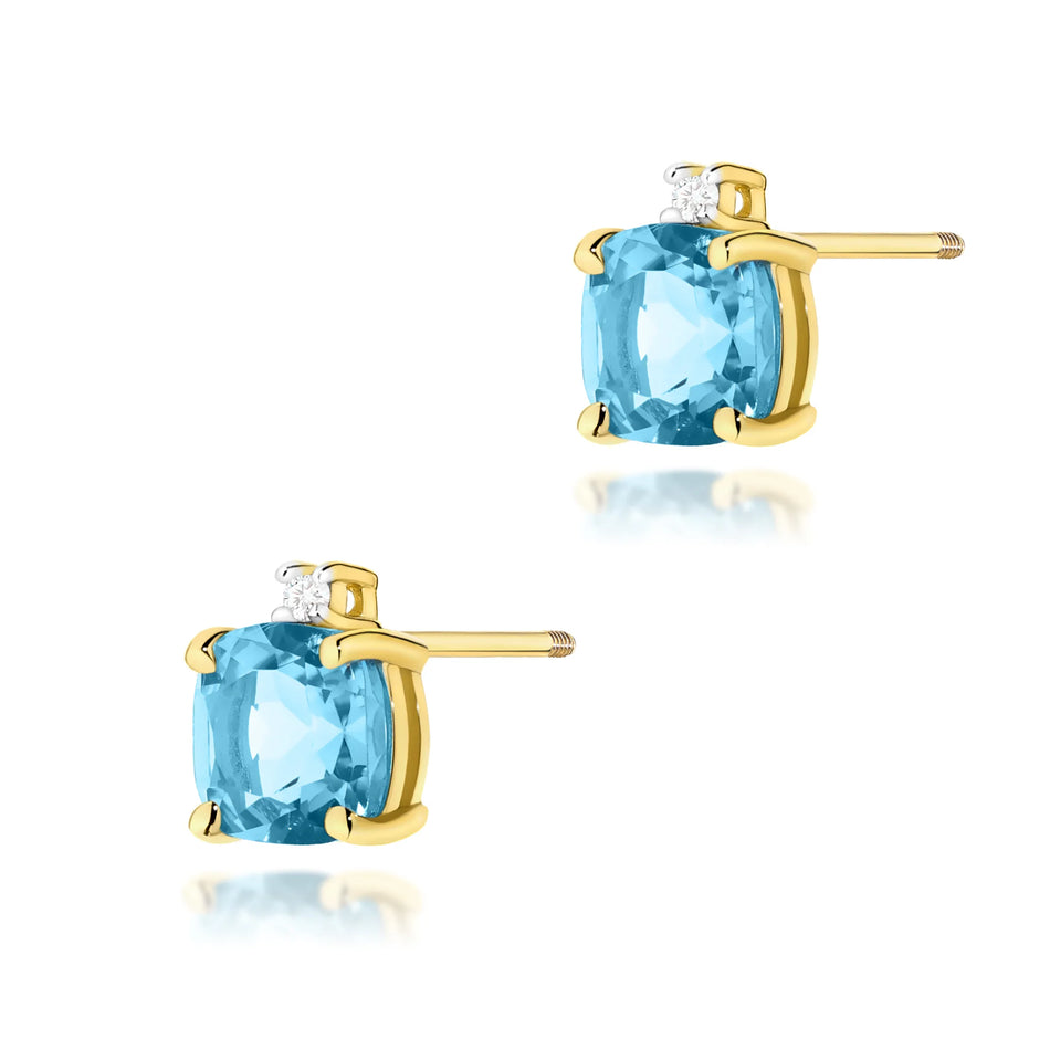 Gold Earrings with 1.10ct Topazes and 0.029ct Diamonds
