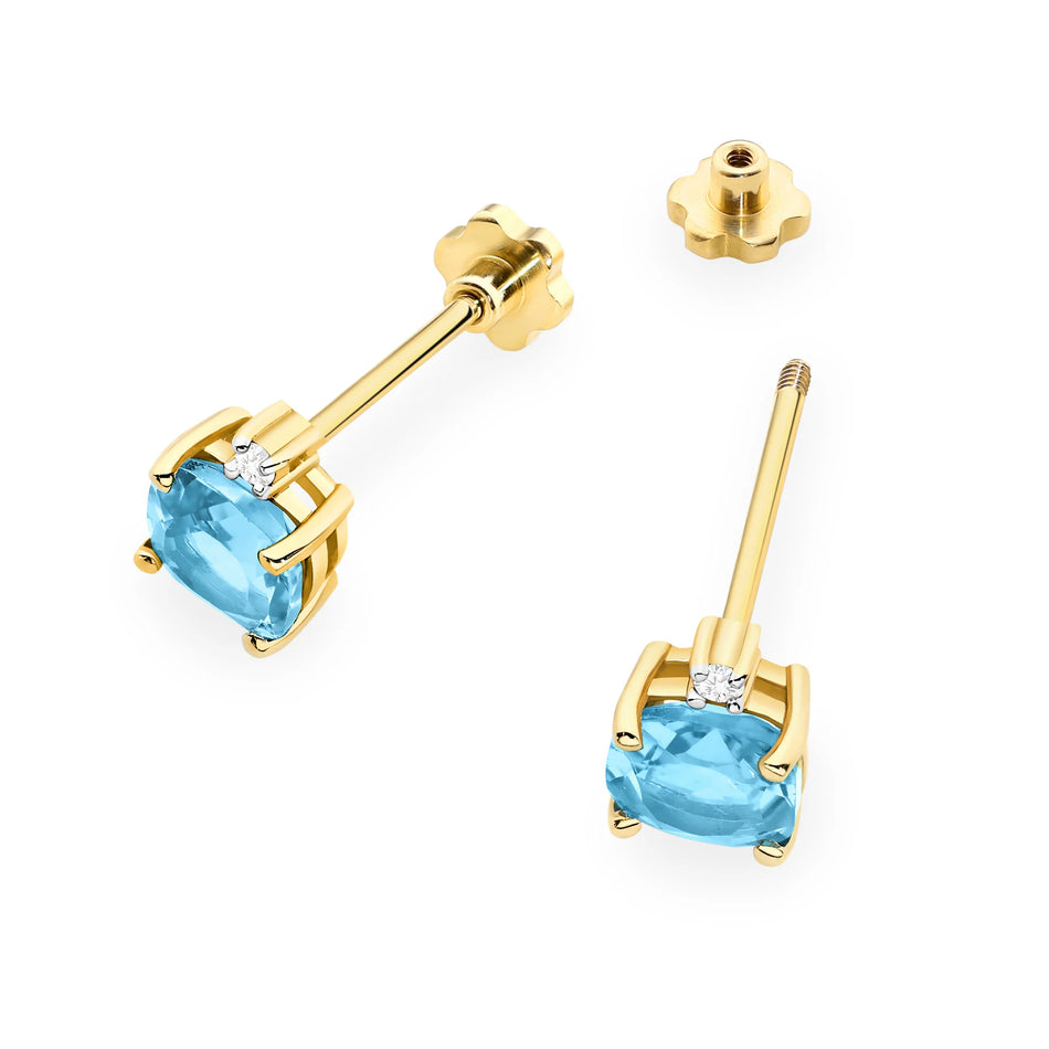 Gold Earrings with 1.10ct Topazes and 0.029ct Diamonds