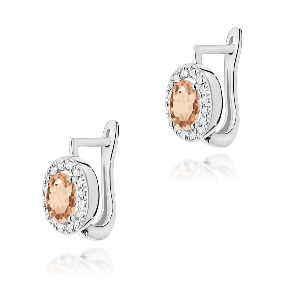 Gold Earrings with 0.40ct Morganites and 0.16ct Diamonds