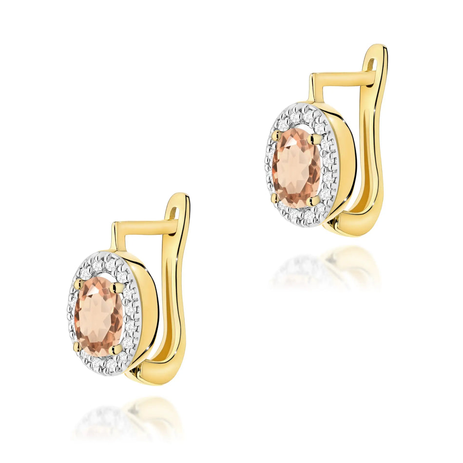 Gold Earrings with 0.40ct Morganites and 0.16ct Diamonds