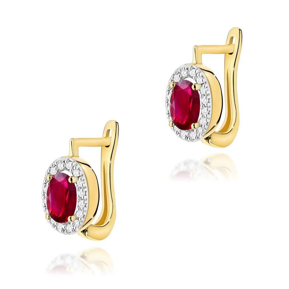 Gold Earrings with 0.60ct Rubies and 0.16ct Diamonds