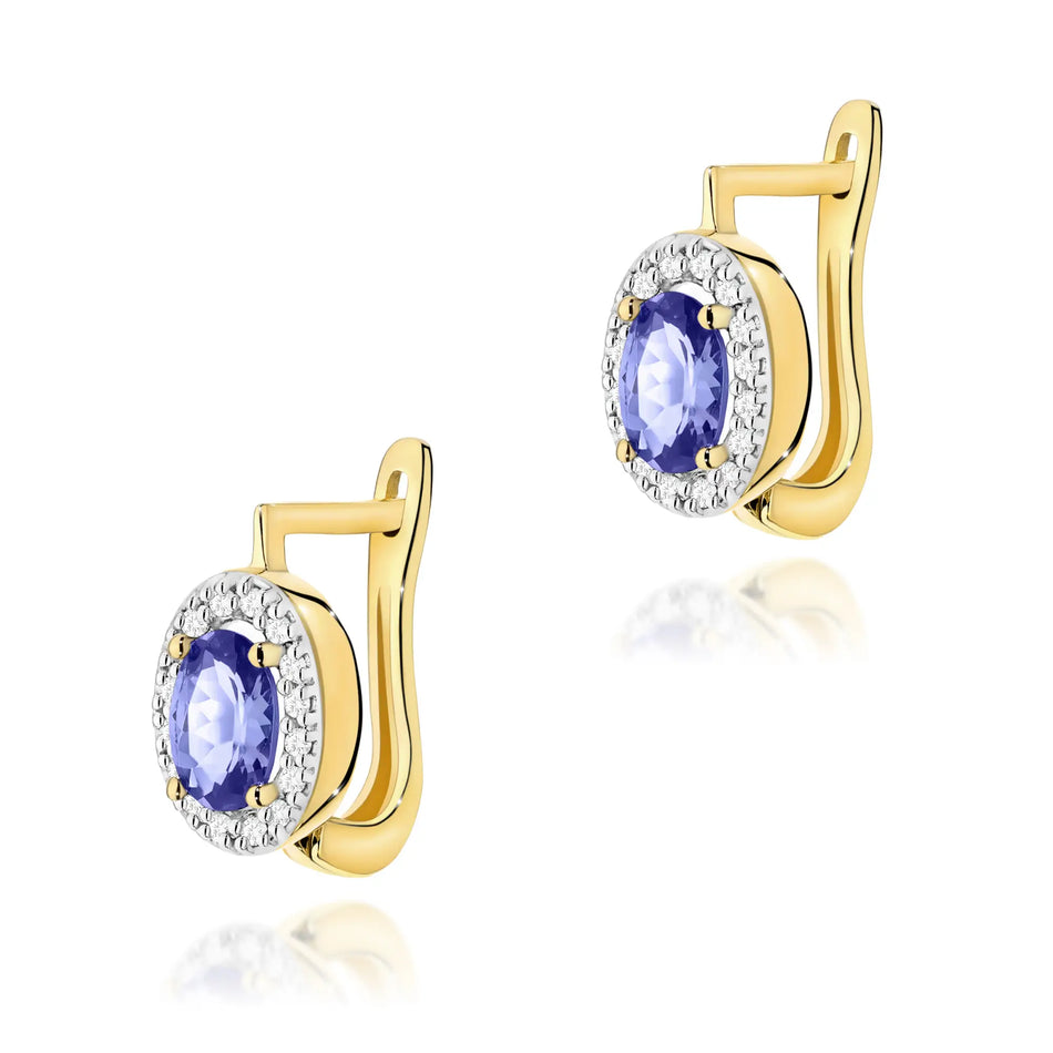 Gold Earrings with 0.40ct Tansanites and 0.16ct Diamonds