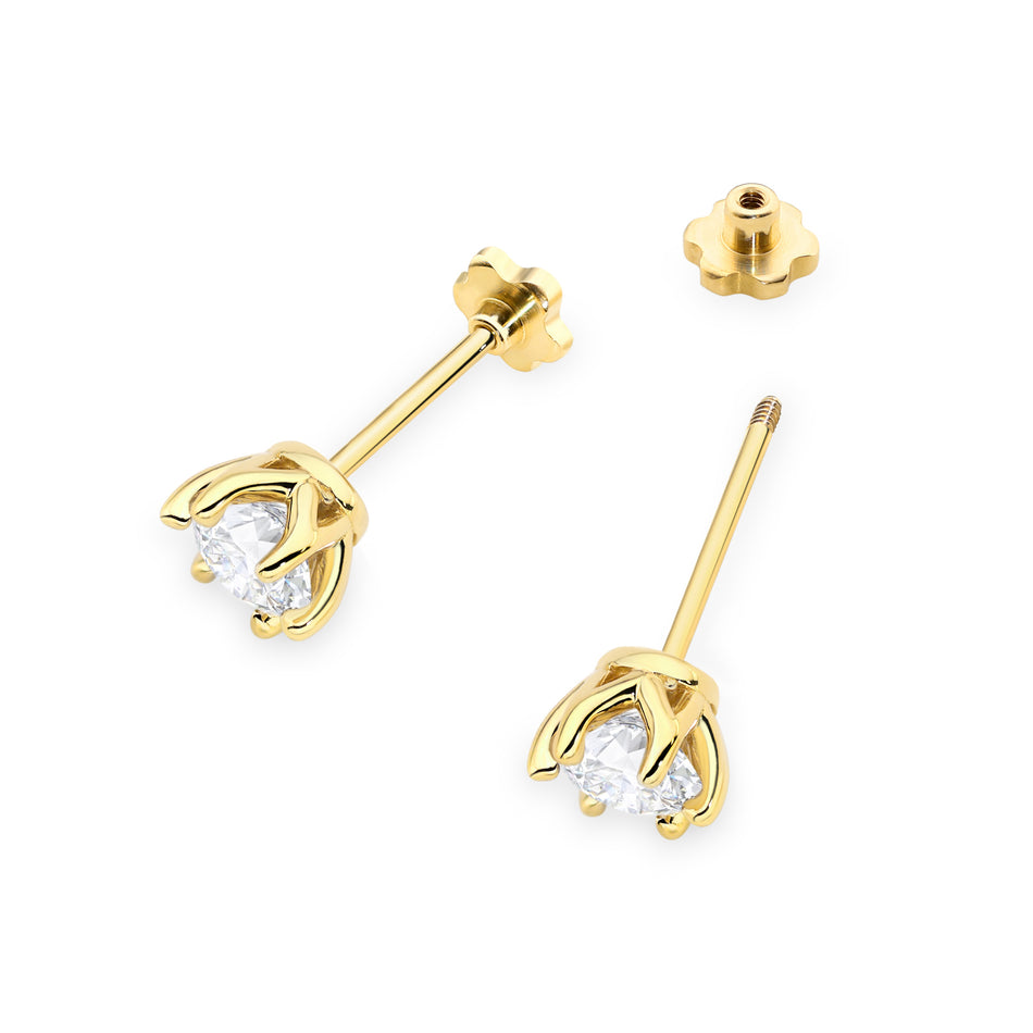 Gold Earrings with 2 x 0.70ct Diamonds