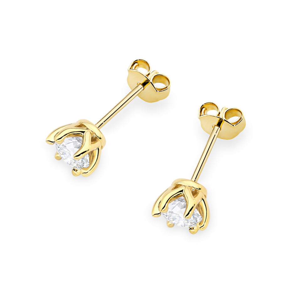 Gold Earrings with 2 x 0.70ct Lab-diamonds