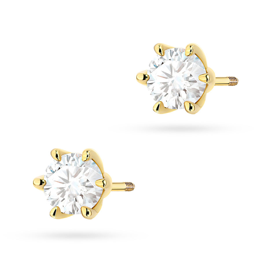 Gold Earrings with 2 x 0.70ct Lab-diamonds