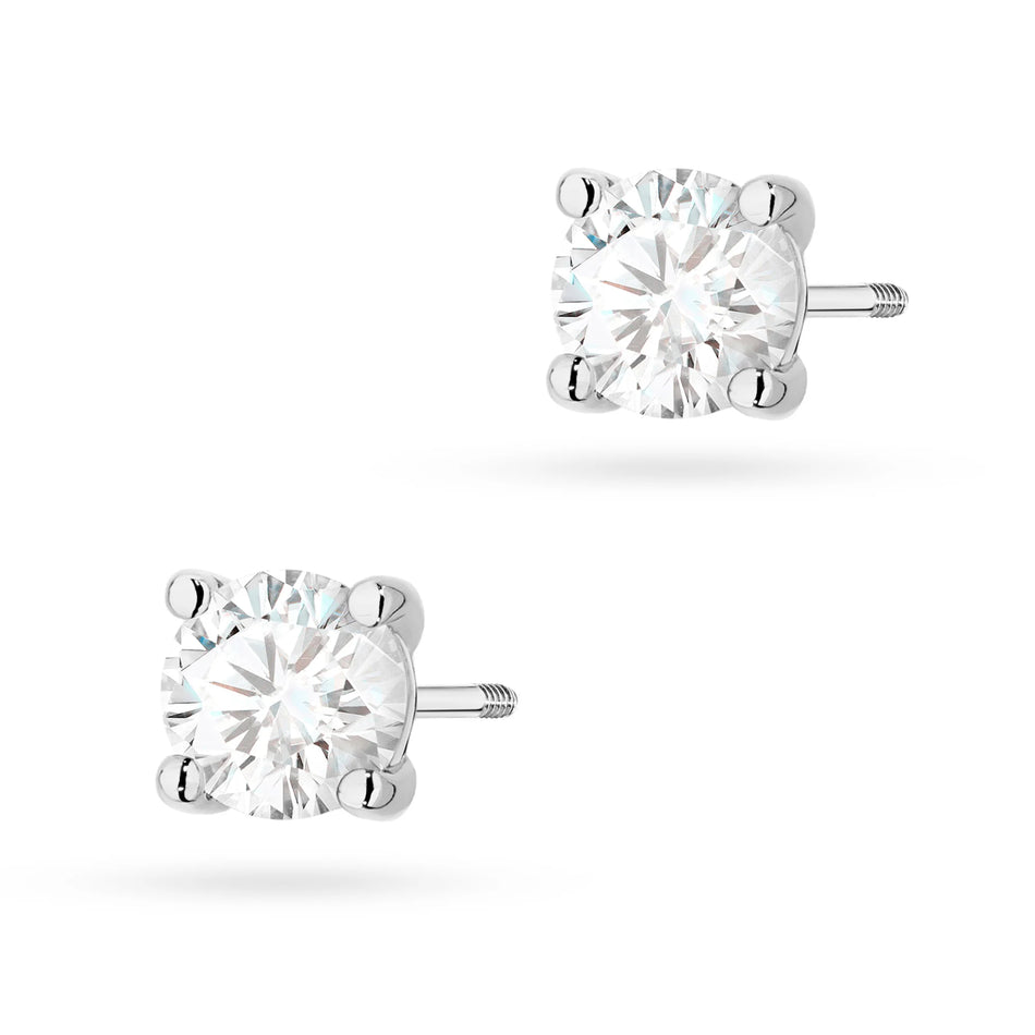 Gold Earrings with 2 x 1.00ct Lab-diamonds