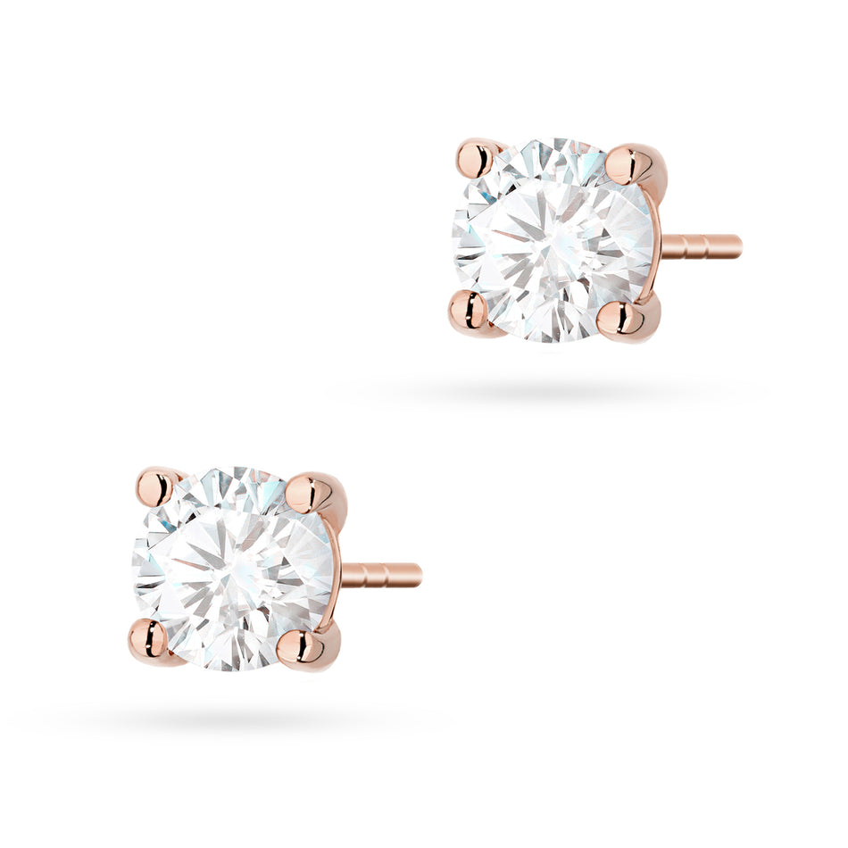 Gold Earrings with 2 x 1.00ct Diamonds