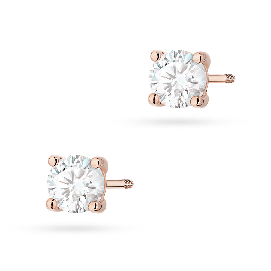 Gold Earrings with 2 x 0.70ct Lab-diamonds