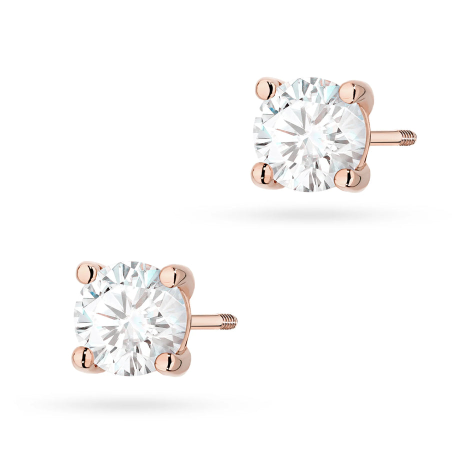 Gold Earrings with 2 x 1.00ct Lab-diamonds
