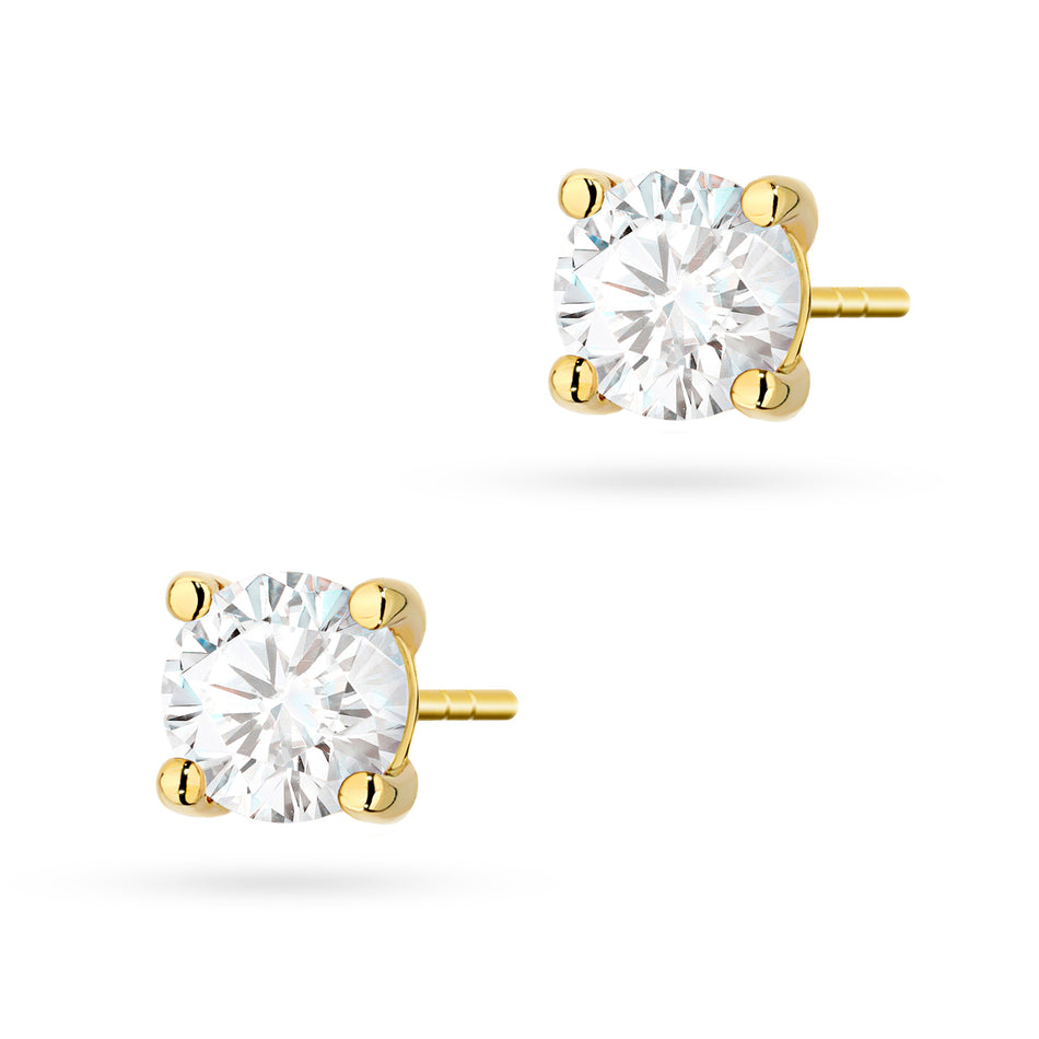 Gold Earrings with 2 x 1.00ct Diamonds