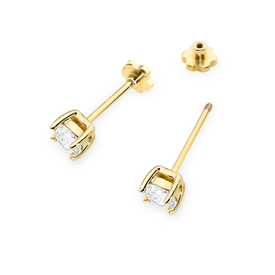 Gold Earrings with 2 x 0.50ct Diamonds
